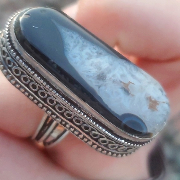 New Oversized Solar Quartz Agate 925 Silver Ring. - Picture 2 of 16